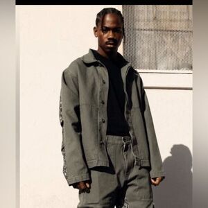 NWT HSTRY By NAS Men’s Olive Green & Paisley Cargo Duck Canvas Denim Jacket -  S